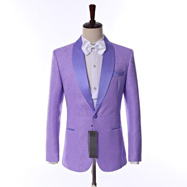 Ventilação lateral Um Botão de Luz Roxo Paisley Noivo Smoking Xaile Lapela Padrinhos de Casamento Dos Homens Ternos Da Festa de Casamento (Jacket + Pants + colete + Gravata) K17