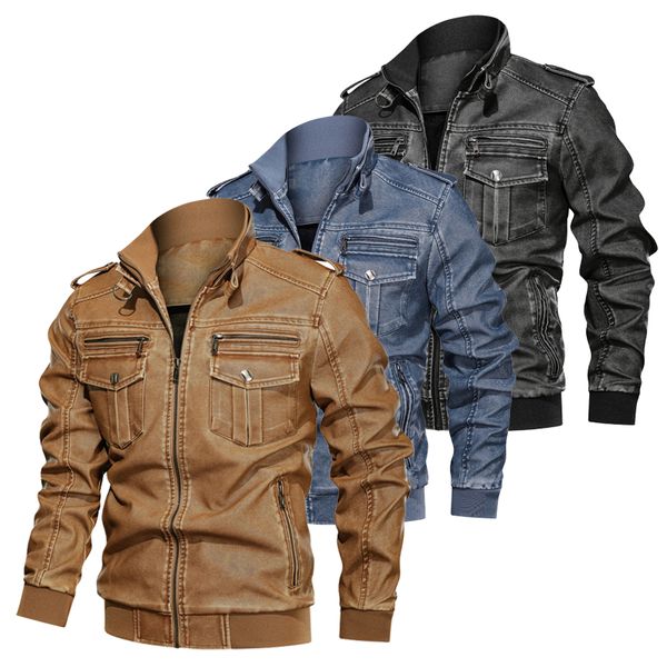 

men jackets coat autumn winter warm leather jackets pu sportswear tactical men pilot coat army men's coats, Camo;black