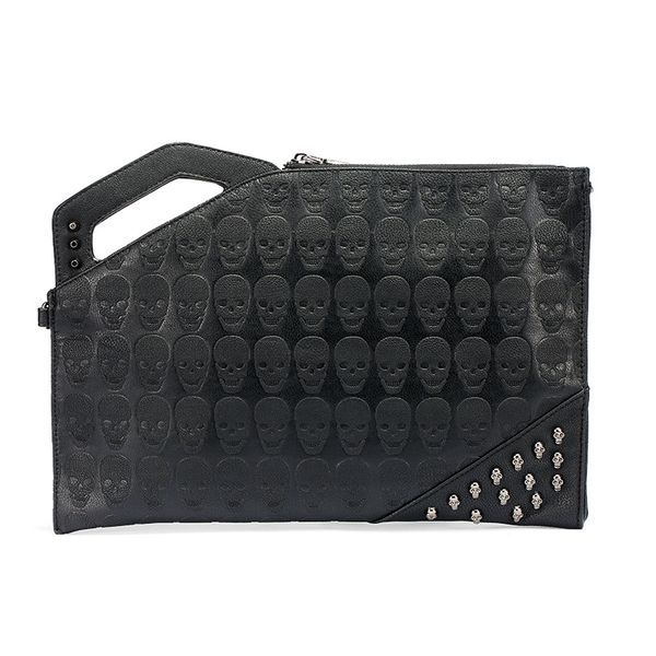 

new trend rivet street joker male hand hold bag fashion ghost head design hand grasp bag casual joker cross