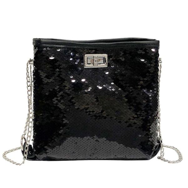 

fashion chain shoulder bag evening party bucket sequin bag for women sliver gold purse girl handbags female dropship