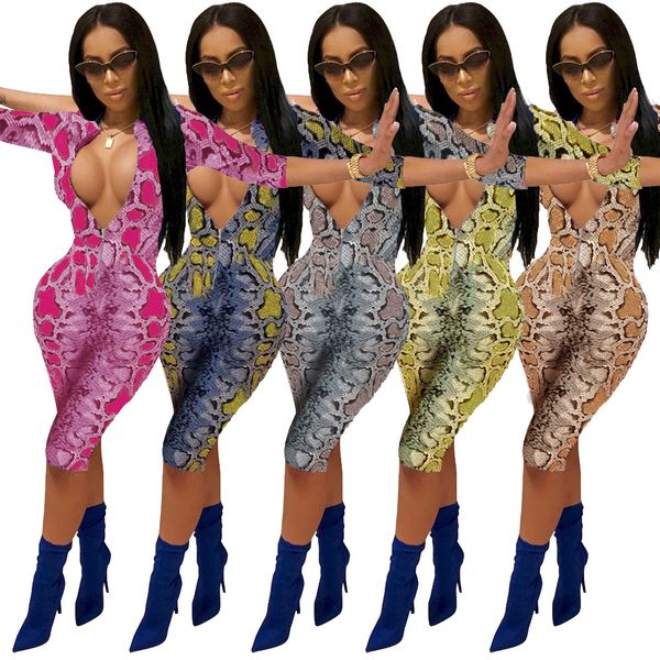 

women outfits v-neck snakeskin grain long sleeve skinny bodycon club night party jumpsuits rompers playsuit lym-8334, Black;white