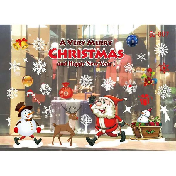 

2pcs pvc christmas removable decorative window sticker wall decals home decor