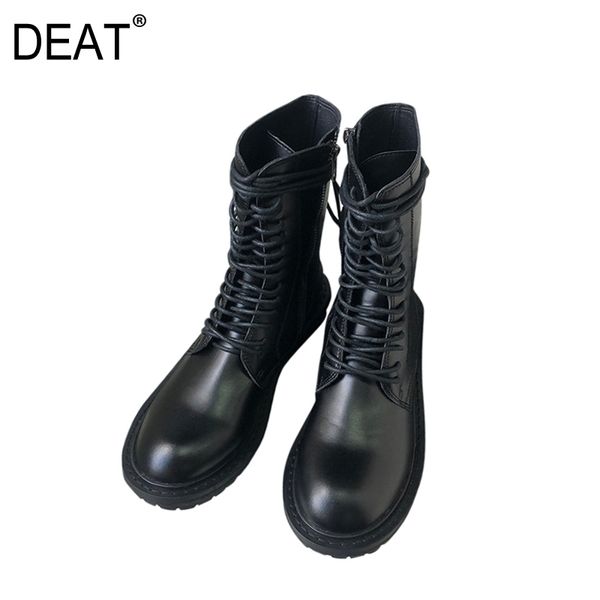 

deat] 2019 round toe bandage zipper pu leather cool black single shoes women short boots new spring autumn fashion tide 10d849