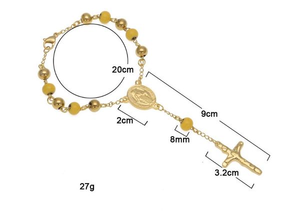 

new european and american fashion hip hop jewelry 8mm beaded cross jesus pendant accessories bracelet street style men's bracelet, Black