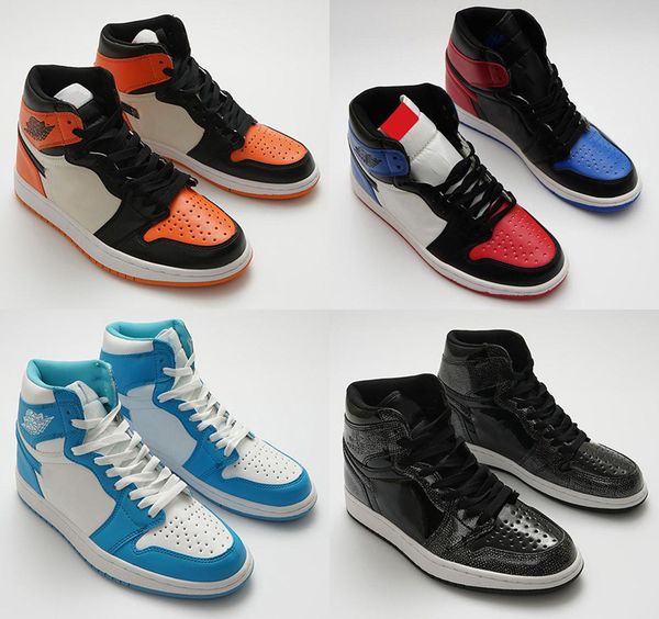 

2018 mens women gold toe 1 og men retro basketball shoes game royal banned shadow bred mandarin duck sneakers size 36-47, White;red