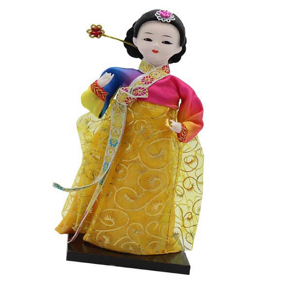 

vintage korean geisha doll hanbok court dress standing lady dolls model