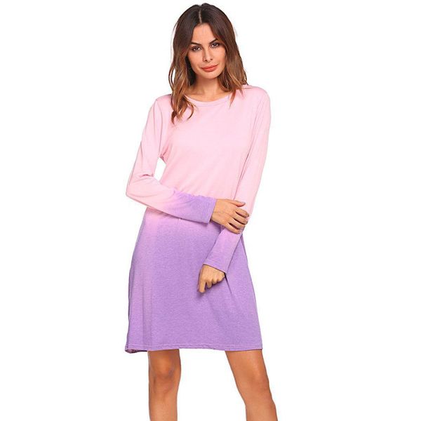 

Womens Desigenr Tie Dye Dress Autumn Crew Neck Dresses Fashion Long Sleeves Dresses