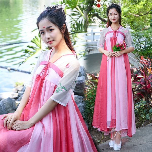 

hanfu traditional chinese clothing folk dance costume stage outfit han dynasty ancient china princess embroidery patchwork dress, Black;red