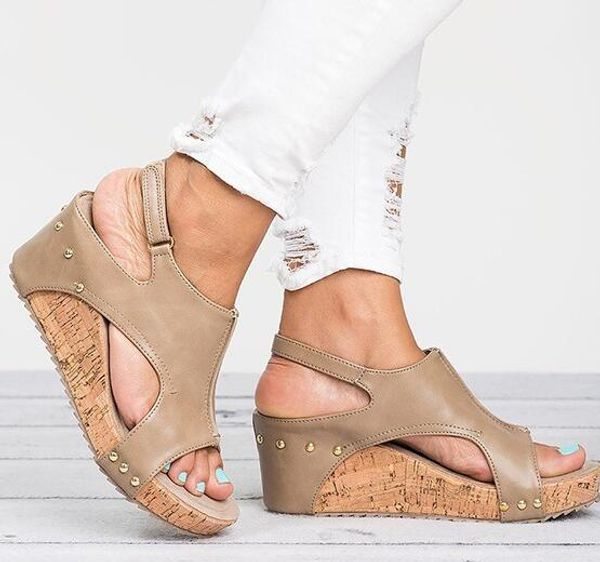 Venda Hot Mulheres Designer Sandals Peixe Boca Roman Moda salto alto de couro impermeáveis ​​Sapato Plataforma Sandália