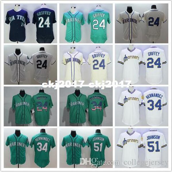 

mens 24 ken griffey jerseys color white black blue size:m-xxxl, Blue;black