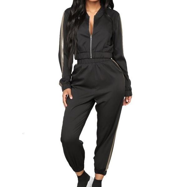 

2019 women's tracksuit sets long sleeve sweatsuits outfits casual sweatshirt jogging sweatpants suit zipper solid sport set, Gray