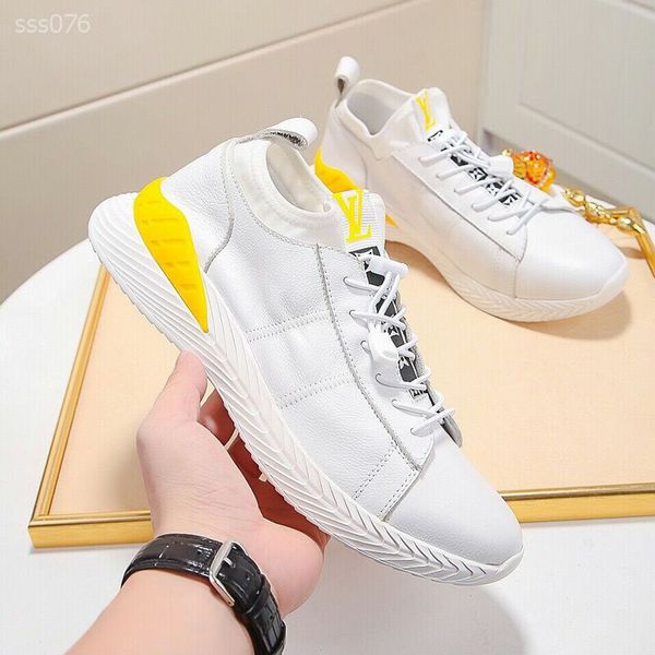 

men's shoes fashion leather high-sneakers men's wild shoes classical sneakers lightweight walking hiking shoes light casual shoe, Black