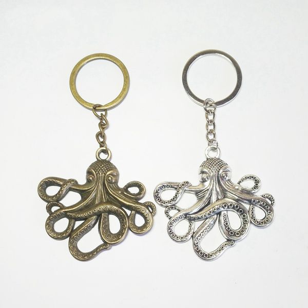

новый стиль древние серебро бронза 57 * 55мм octopus charm брелок keyring мода творческий женщины мужчины ювелирный дизайнер брелок лучший д, Slivery;golden