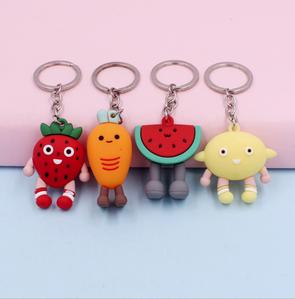 

keychain fashion simulation fruit strawberry smile-shaped 3d soft resin watermelon key chains jewelry fashion wedding party gift, Silver