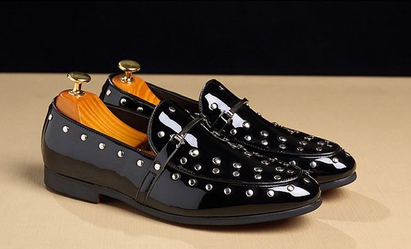 

designer pu leather men's dress shoes wedding party designer classic loafers shoes fashion driving shoes 37-48, Black