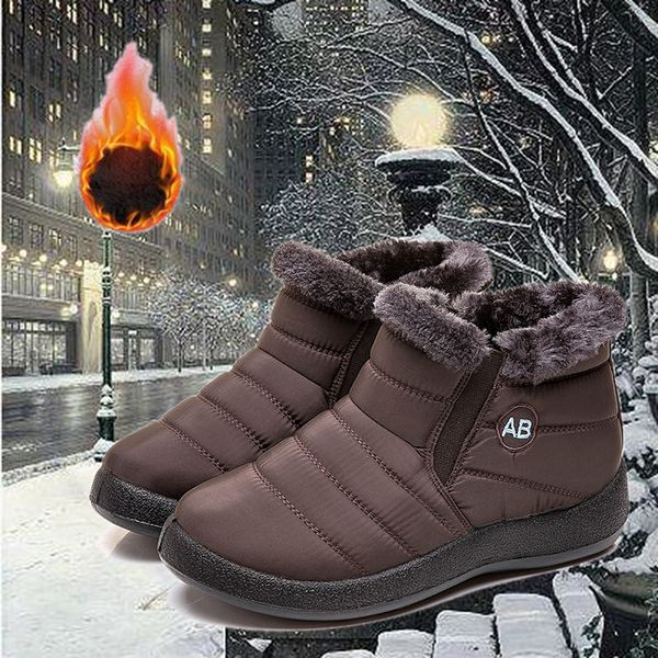 

snow boots women zip winter ladies platform warm fur suede wedge fashion ankle boot female comfort casual shoes plus size, Black