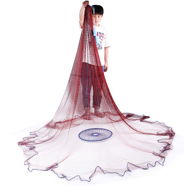 

lawaia fishing nets hand throw casting network with flying disc diameter 240/300/360/420/480/540/600/660/720cm have sinkers