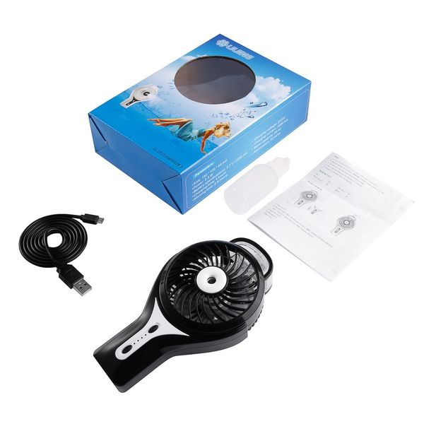 

3 inch dc brushless portable handheld adjustable wind two mode spraying cooling mist humidifier usb rechargeable misting fan