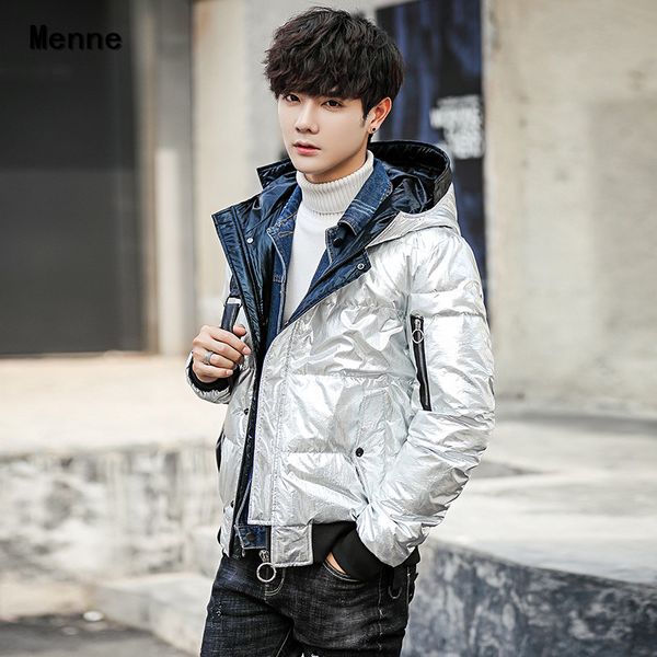 

menne 2019 winter man's long section korean thickening casual hooded down jacket, Black