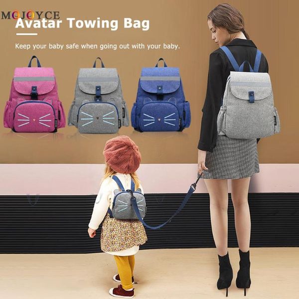 

waterproof oxford backpack parent-child detachable lovely cat school bags