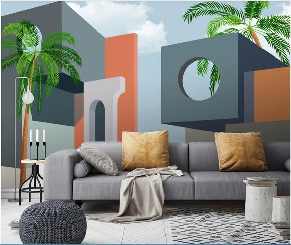 

wdbh 3d wallpaper custom p nordic cartoon fantasy simple style building mural background wall home decor decoration painting