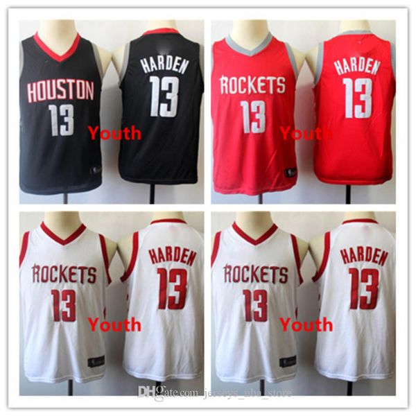 

kids 13 james harden vancouver rockets jersey majestic james harden stitiched white black red 1youth basketball jerseys