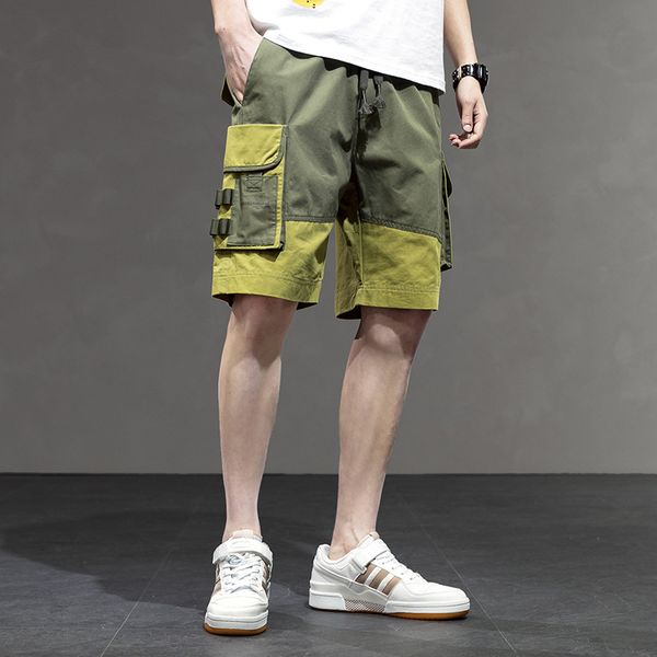 

hip hop mens cargo pants сыпучий большой карманный лоскутные мужчины шорты summer relaxed high street одежда, White;black