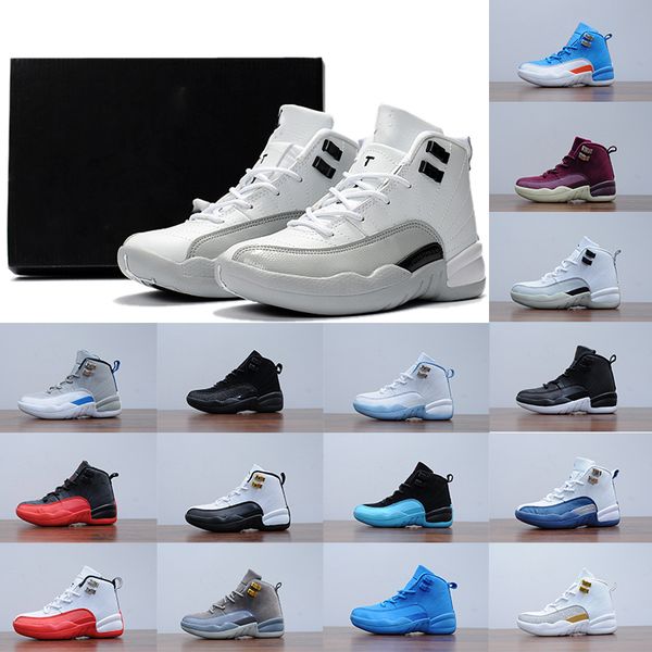 

sale 2020 air jordon12 arrival fiba 12s kids basketball shoes jumpmen game royal gym red winterized bulls flu game designer sport, Black