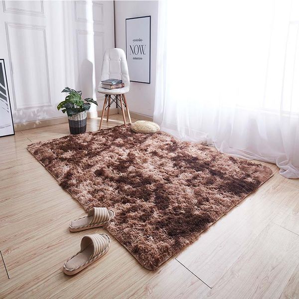 

variegated tie-dye gradient carpet living room coffee table mat long hair rug nordic modern bedroom mat soft and comfortable rug