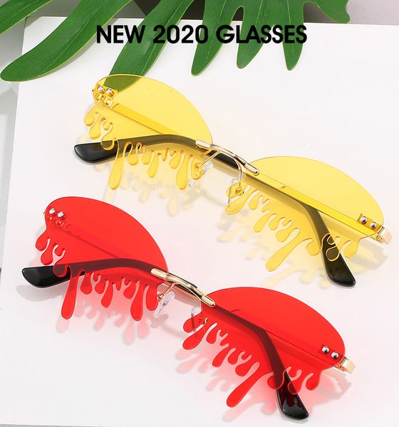 

2020 new arrival womens designer tear drop shape sunglasses rimless sun glasses eyewear luxury trending narrow slim sunglasses streetwear, White;black