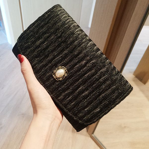 

women pearl clutch handbag satin mini bag acrylic bridal wedding party bag bolsa mujer pearl chain evening clutch for female