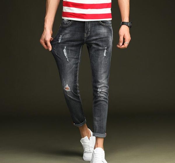 

2018 spring stylish holes men jeans on dropshipping, Blue