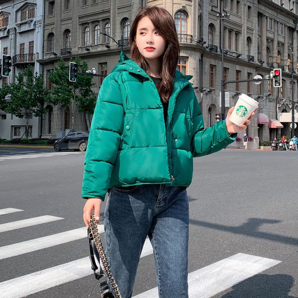 

mydc new coat 2019 winter female fashion short jecket women's loose bread hooded coats cotton-padded down jacket clothes, Black
