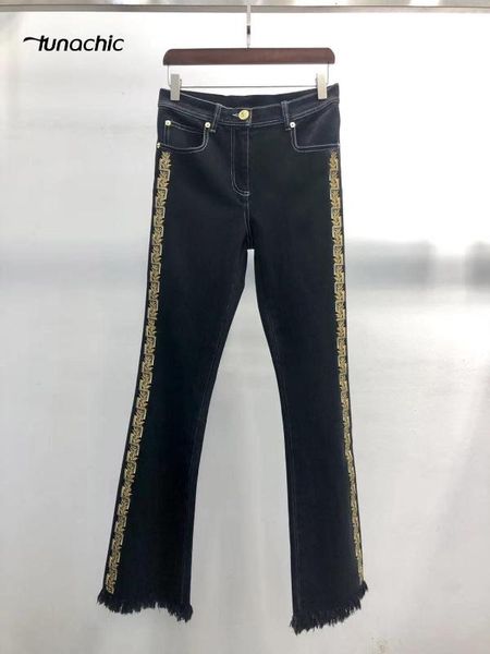 

women's jeans chic runway 2021 fashion embroidered skinny, Blue