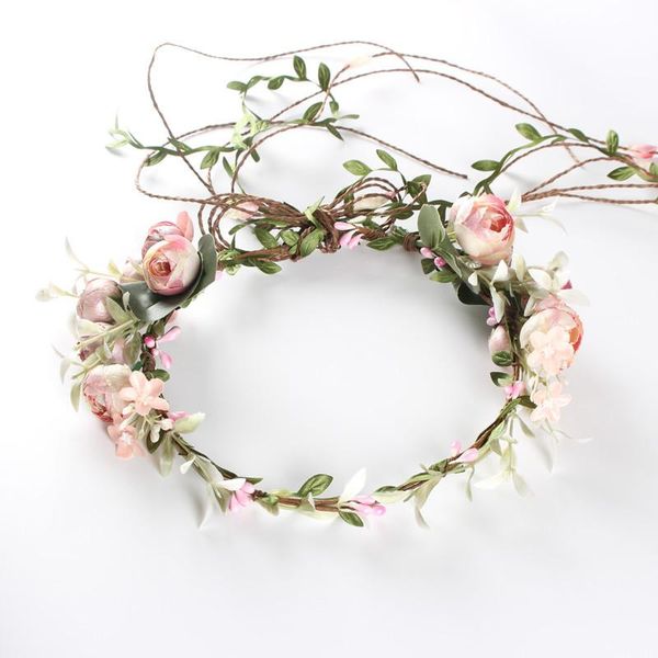 Corona di fiori da sposa Fascia per la testa da donna Matrimoni Corona per la testa floreale Copricapo da sposa per damigella d'onore Fascia per capelli con fiori femminili