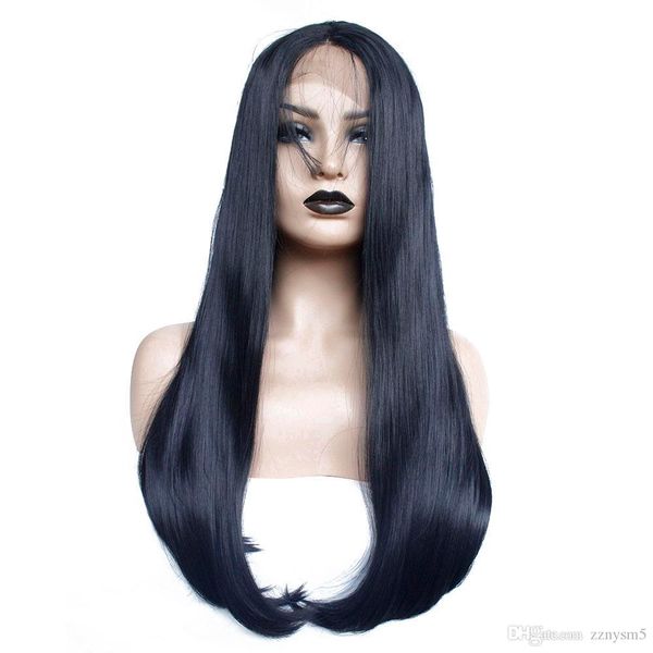 Long Straight Bob Glueless Synthetic Lace Front Wig With Baby Hair