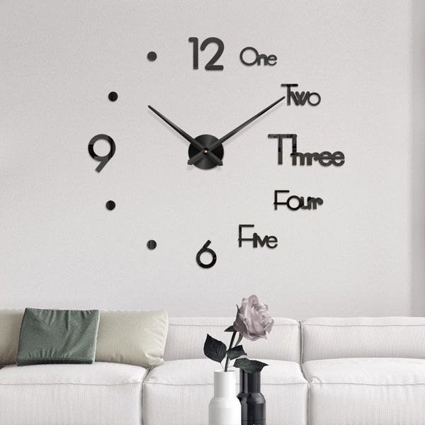 

large diy wall clock 3d mirror surface sticker modern design home office decor clock decals art wall quartz needle z71