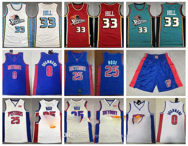 

vintage 33 grant hill detroit поршни джерси 23 блэйк гриффин андре драммонд 0 деррик роуз 25 красный синий белый basketball трикотажных изде, Black;red