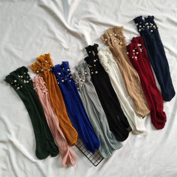 

parent-child pearl stockings children's pile of cotton comfortable stretch mid tube stockings collant fille girls tights, Blue