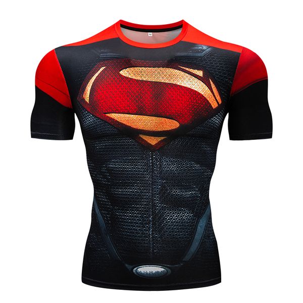 

men's t-shirt gyms fitness slim 3d compression shirt fitness t-shirt summer stretch round neck clothing, White;black