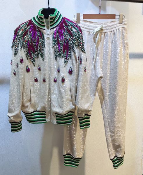 

new arrival women sequins embroidery knitting jackets coat fashion diamonds sweater cardigans d833, White