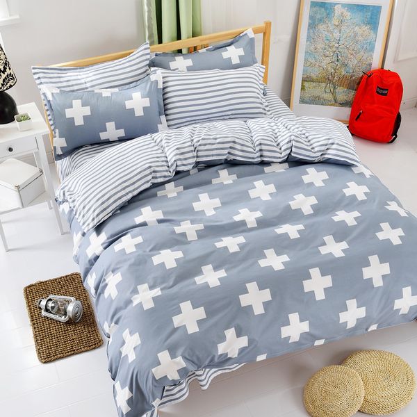 

gray crucifix ab side bedding set duvet cover 1pcs quilt cover kids/bed sack full queen king size 26 colors roupa de cama