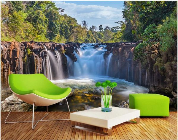 

custom p mural 3d wallpaper waterfall flowing natural scenery landscape background home decor living room wallpaper for walls 3 d