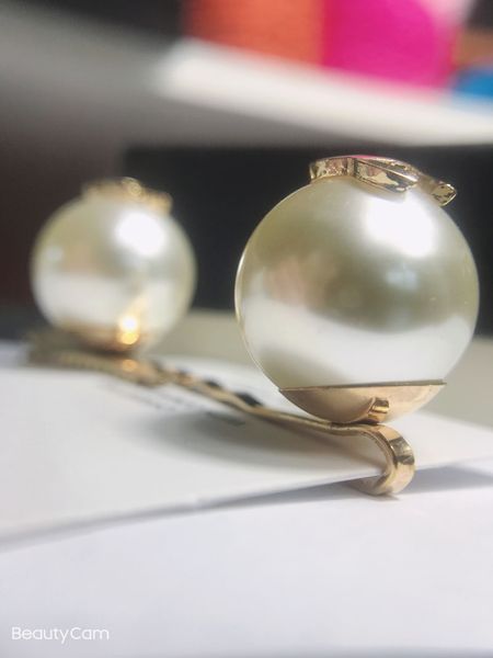 

letter c big pearl silver hair clip two styles fringe edge clip jewelry japan and south korea headdress exquisite vip gift 6pcs/lot samcc, Golden;silver