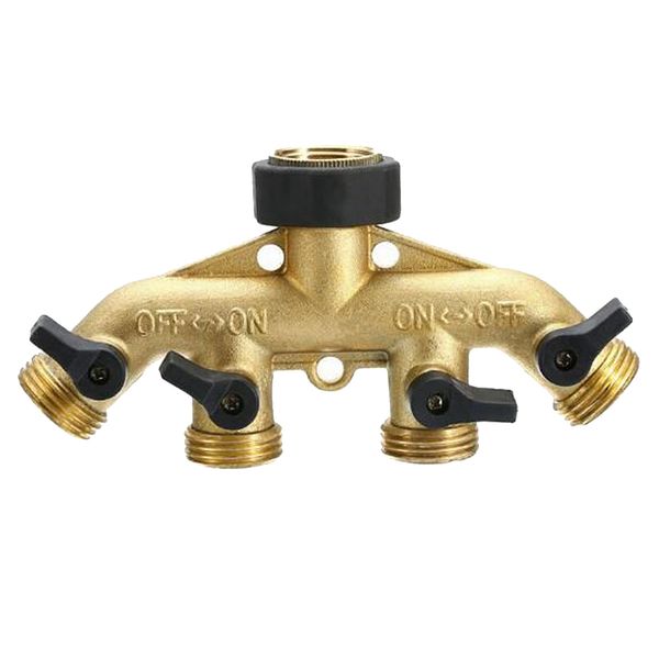 

4 way hose splitters 3/4'' brass heavy duty water valve garden tap hose adapter