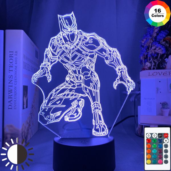 

black panther figure child night light led touch sensor color changing nightlight for home decor bedside table 3d lamp marvel