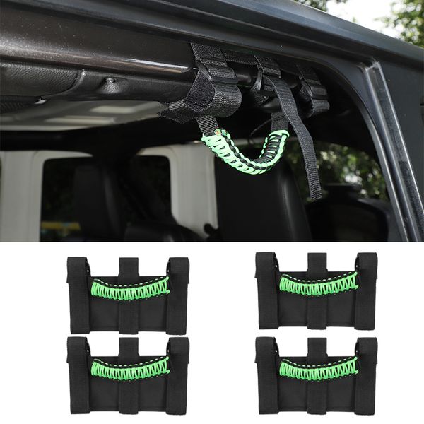 

handle roll bar grab handles grip handle for jeep wrangler jl jk tj 1997 up(black green)