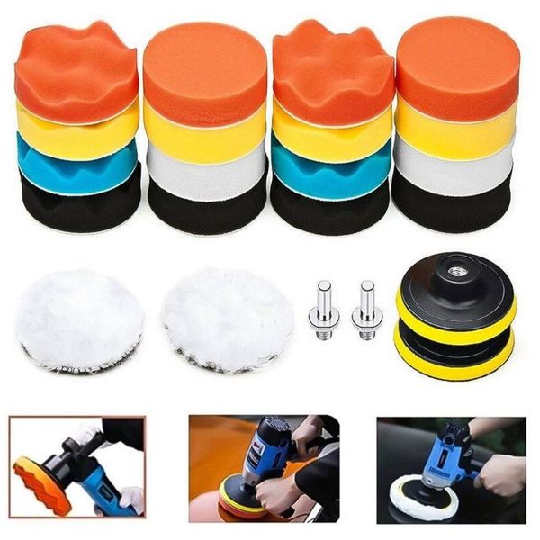 

car polishing pad set buffing waxing pad sponge kit for cars polisher buffer auto wheels brush polish drill 24pcs a set #r25