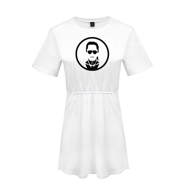 

Summer Karl 3D Digital Print Designer Dresses Lagerfeld Womens Short Sleeve A-Line Dresses Loose Panelled Dresses
