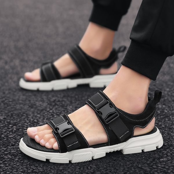 

plage mens masculina de sandalia size outdoor men for sandals samool walking leather gladiator slip homens shoes rubber roman s, Black